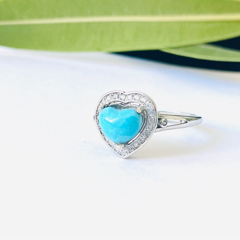 Natural Gemstone High grade Turquoise Heart Ring,Value For Money Unique Jewelry